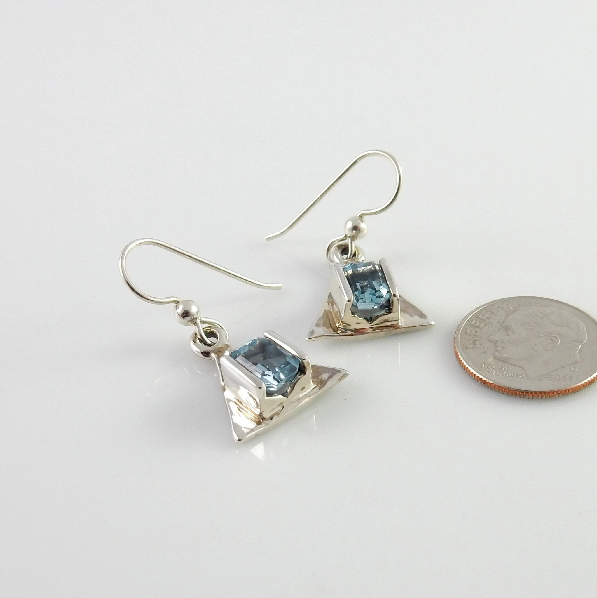 Sterling Silver Channel-Set Topaz Earrings