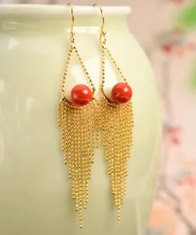 Sterling Silver Overgild Agate Drop Earrings