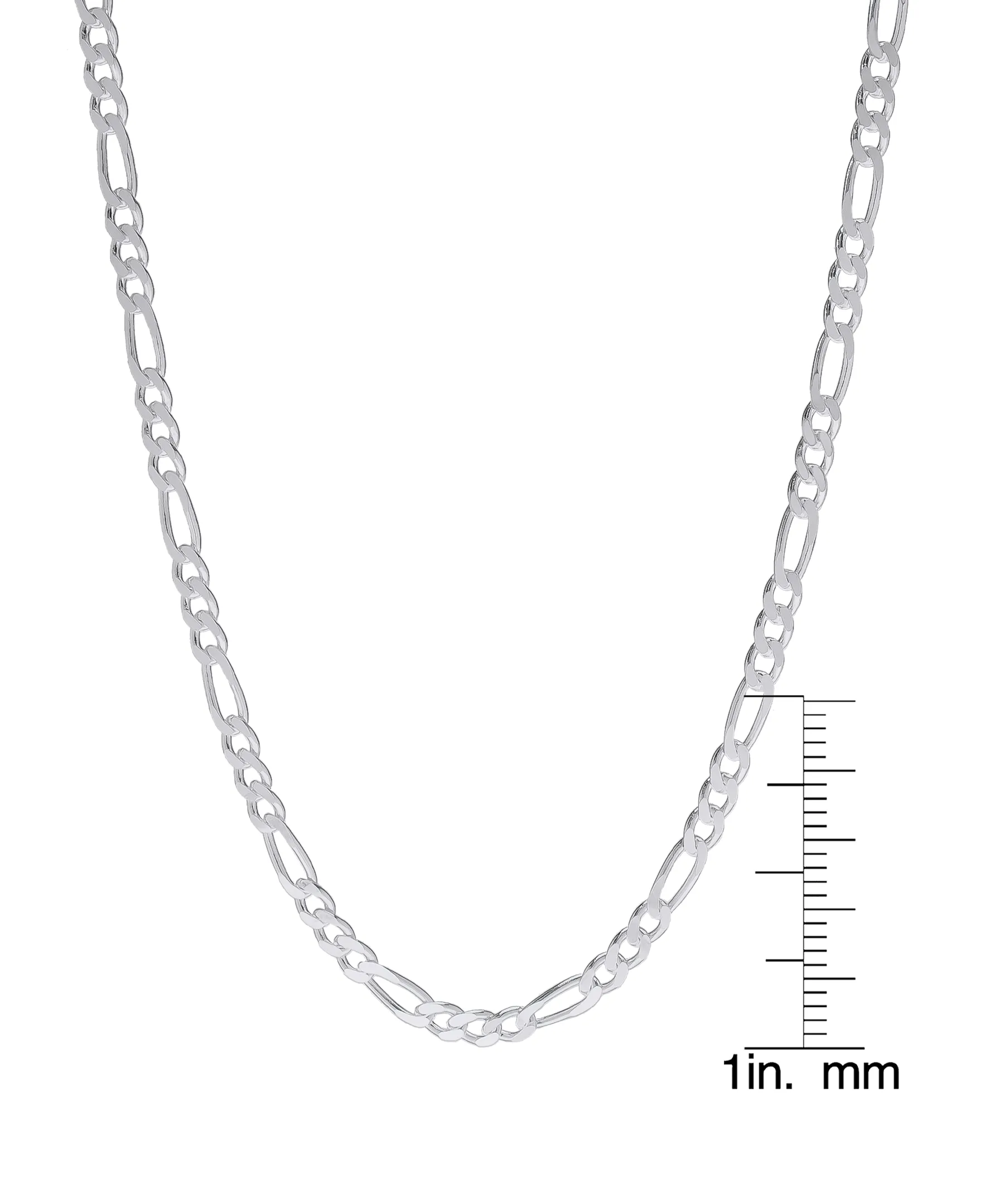 Sterling Silver PAVE FIGARO Necklace in 24", 2.9mm