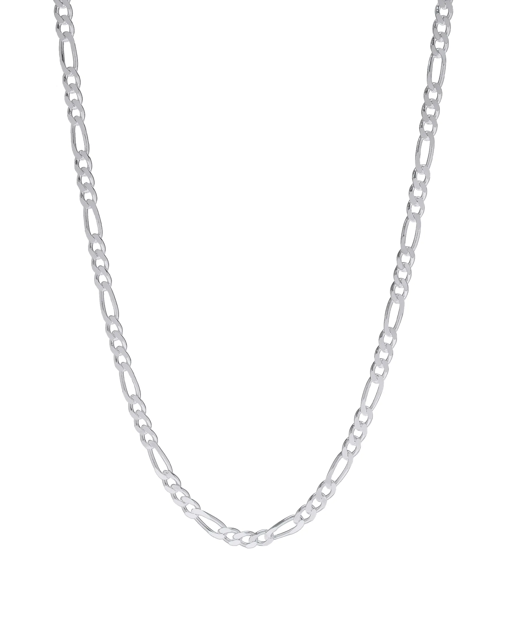 Sterling Silver PAVE FIGARO Necklace in 24", 2.9mm