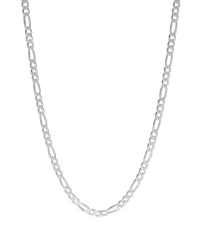 Sterling Silver PAVE FIGARO Necklace in 24", 2.9mm