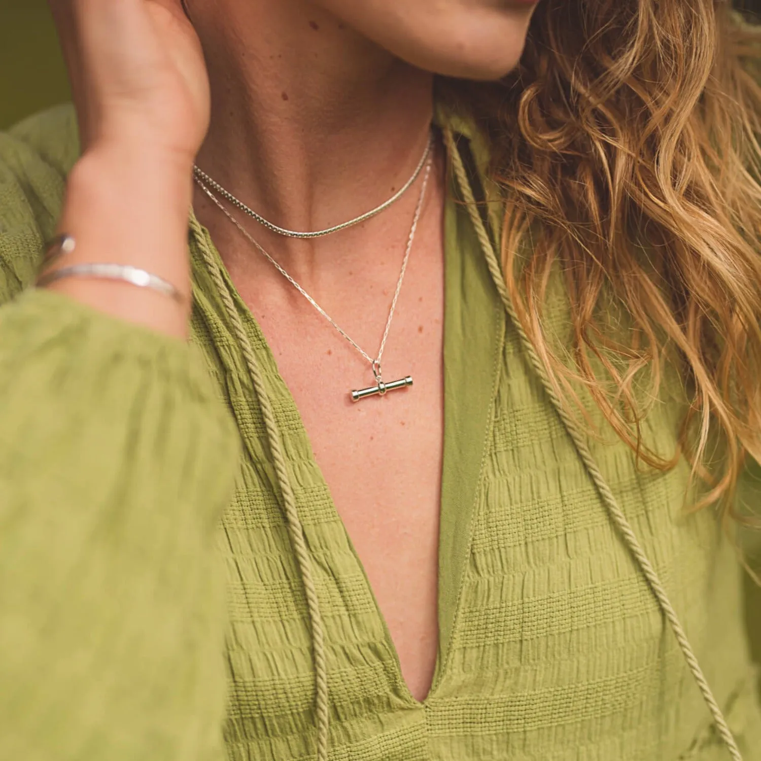 Sterling Silver T Bar Necklace