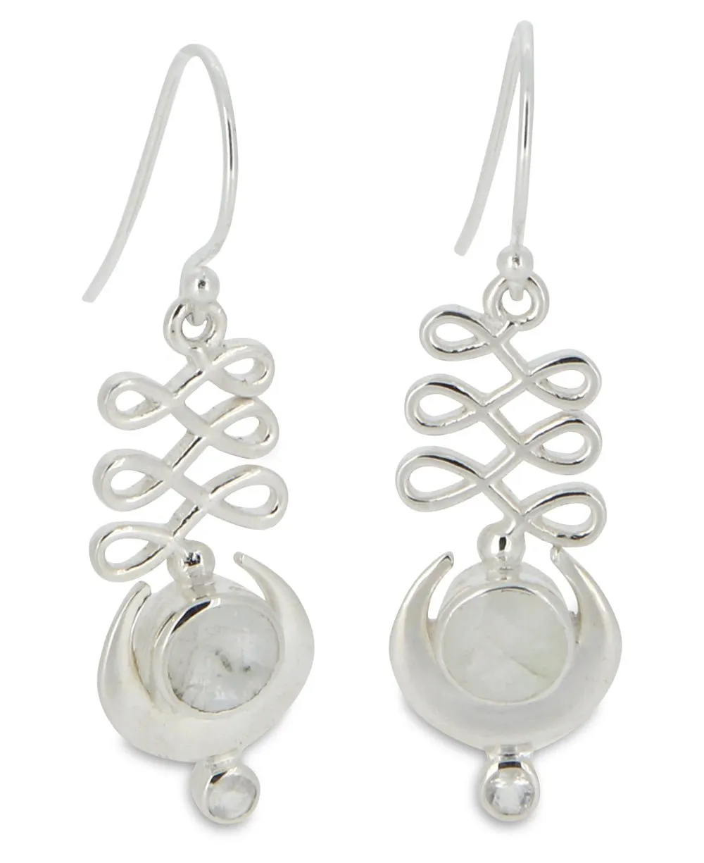 Sterling Silver Unalome Moonstone Earrings
