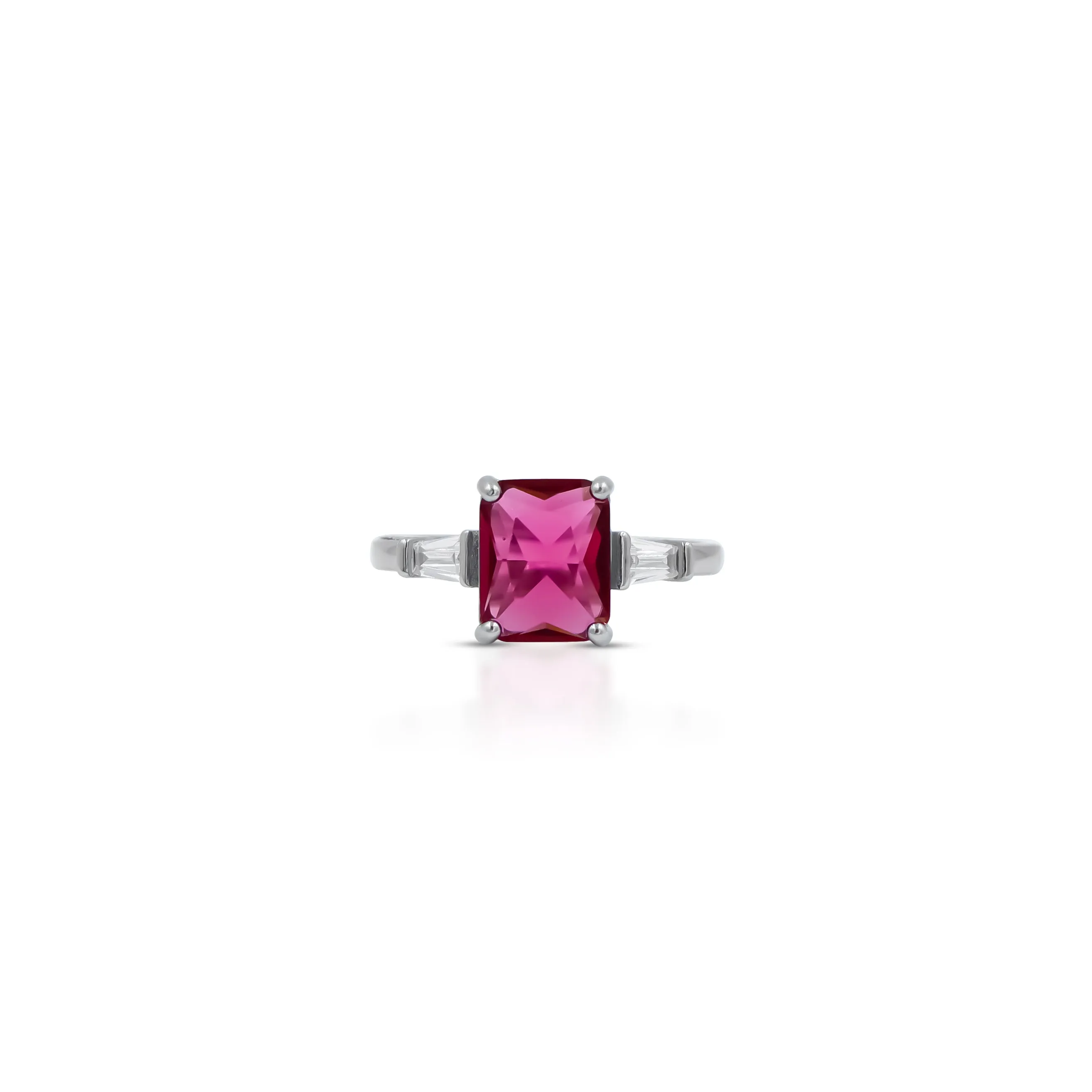 Stylish Pink Gemstone Sterling Silver Ring