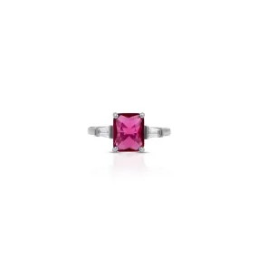Stylish Pink Gemstone Sterling Silver Ring