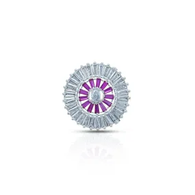 Stylish Silver Ring Featuring Purple Stones For Girl's