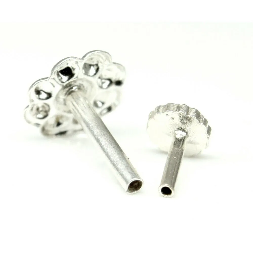Stylish Sterling Silver Nose pin with Push Pin