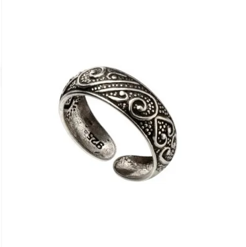 Swirl Heart Silver Toe Ring