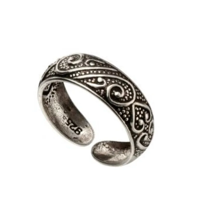 Swirl Heart Silver Toe Ring