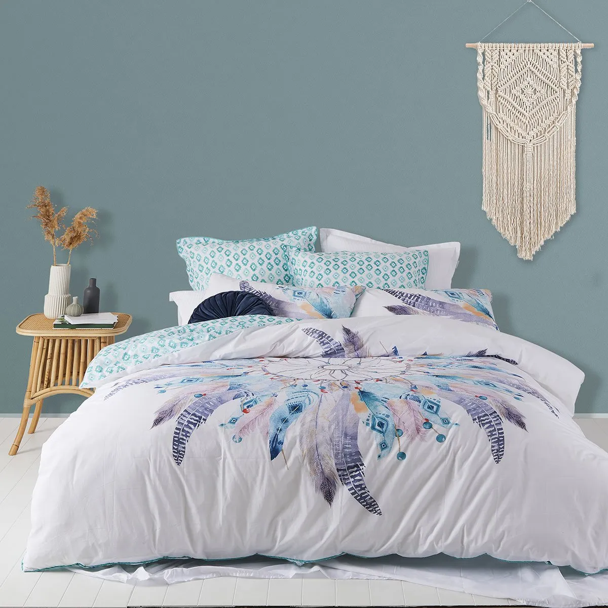 Taraji Teal Quilt Cover Set by Logan and Mason
