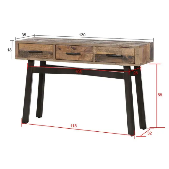 The Attic Retro Wooden Console Table Natural
