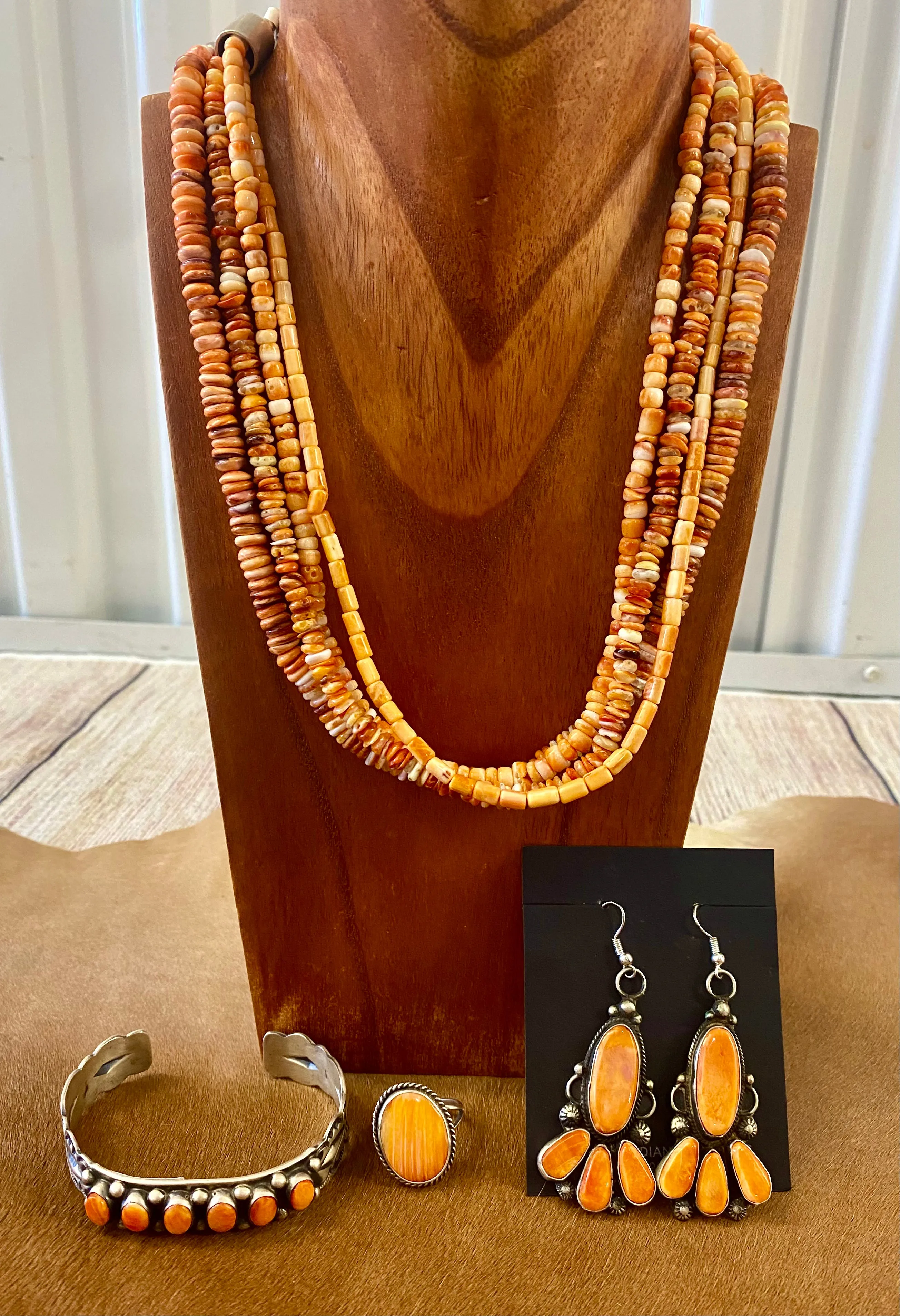 The Jessica 18” Inch Orange Spiny 3 Strand Necklace