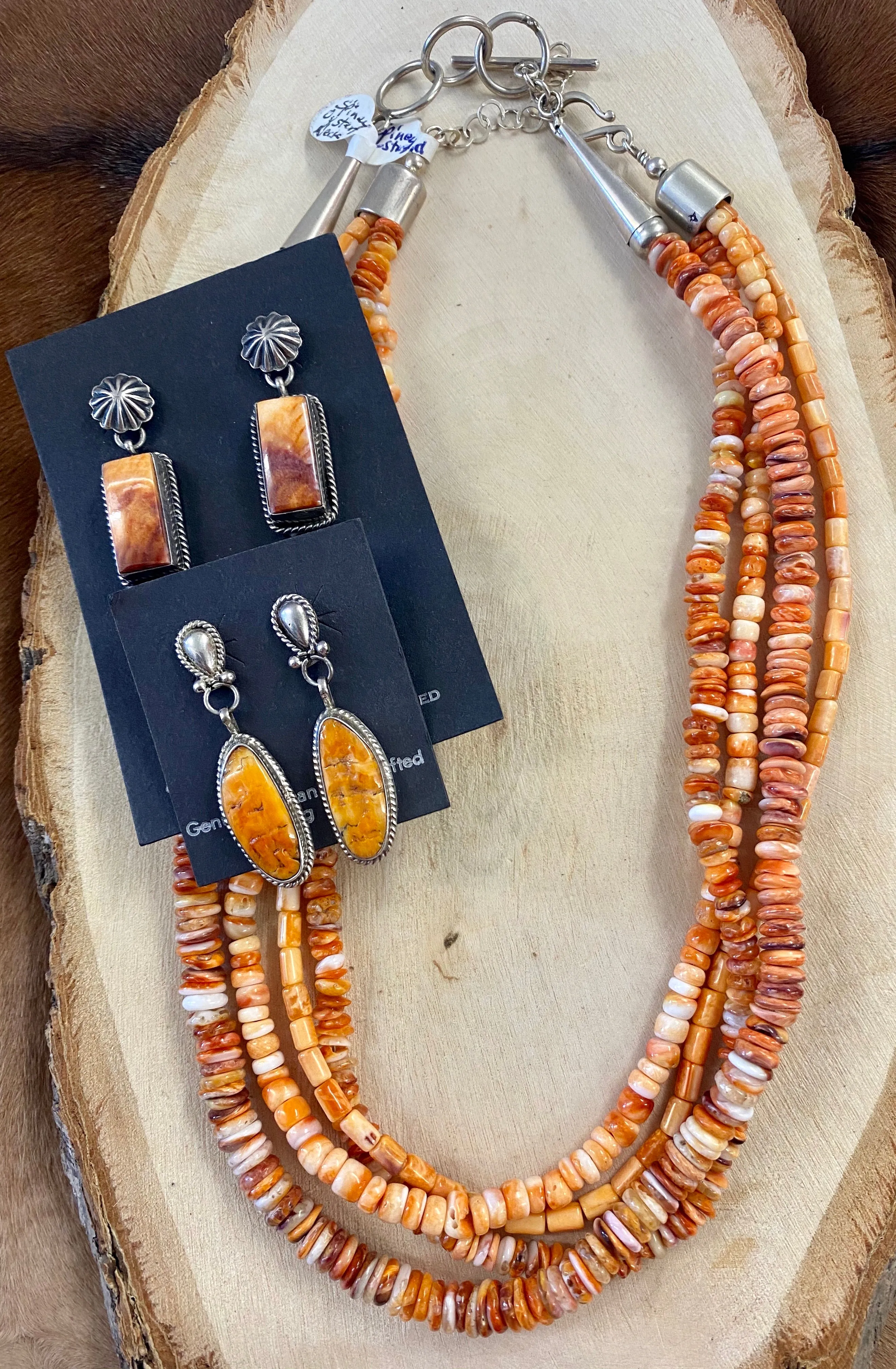 The Jessica 18” Inch Orange Spiny 3 Strand Necklace