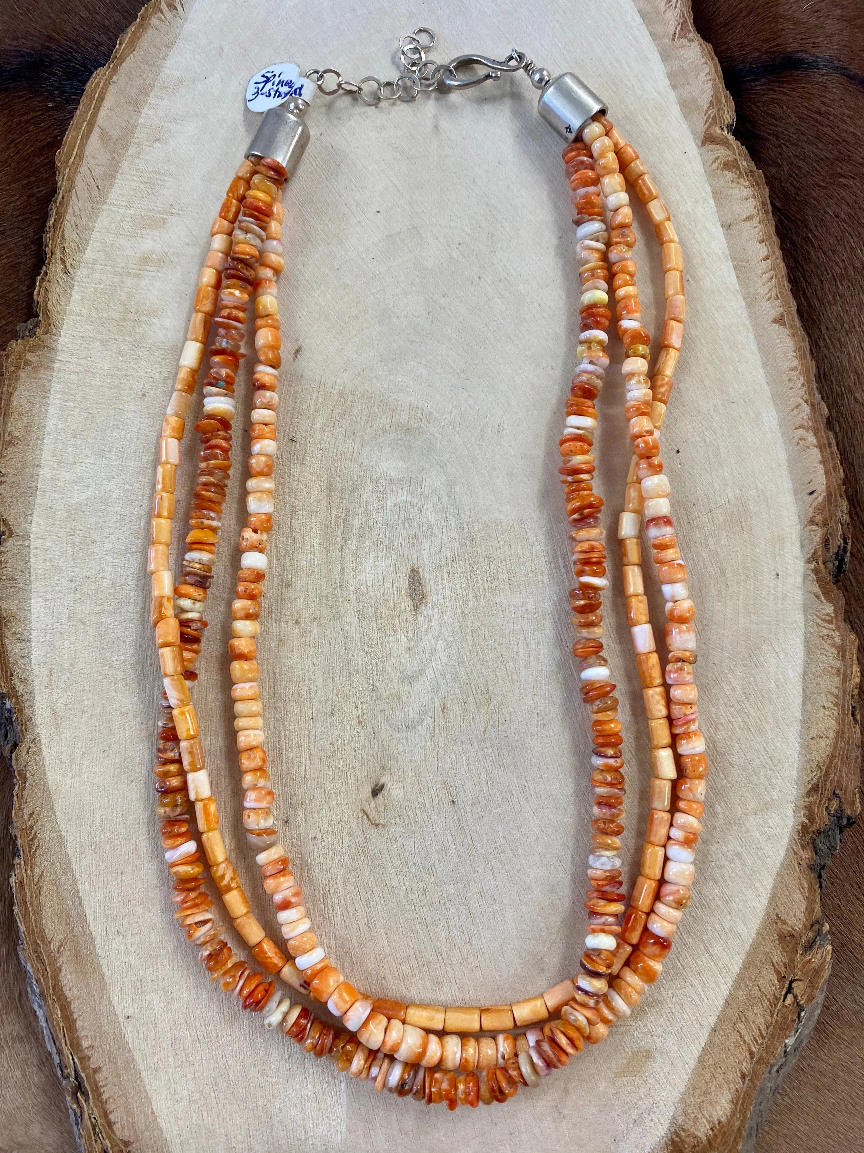 The Jessica 18” Inch Orange Spiny 3 Strand Necklace