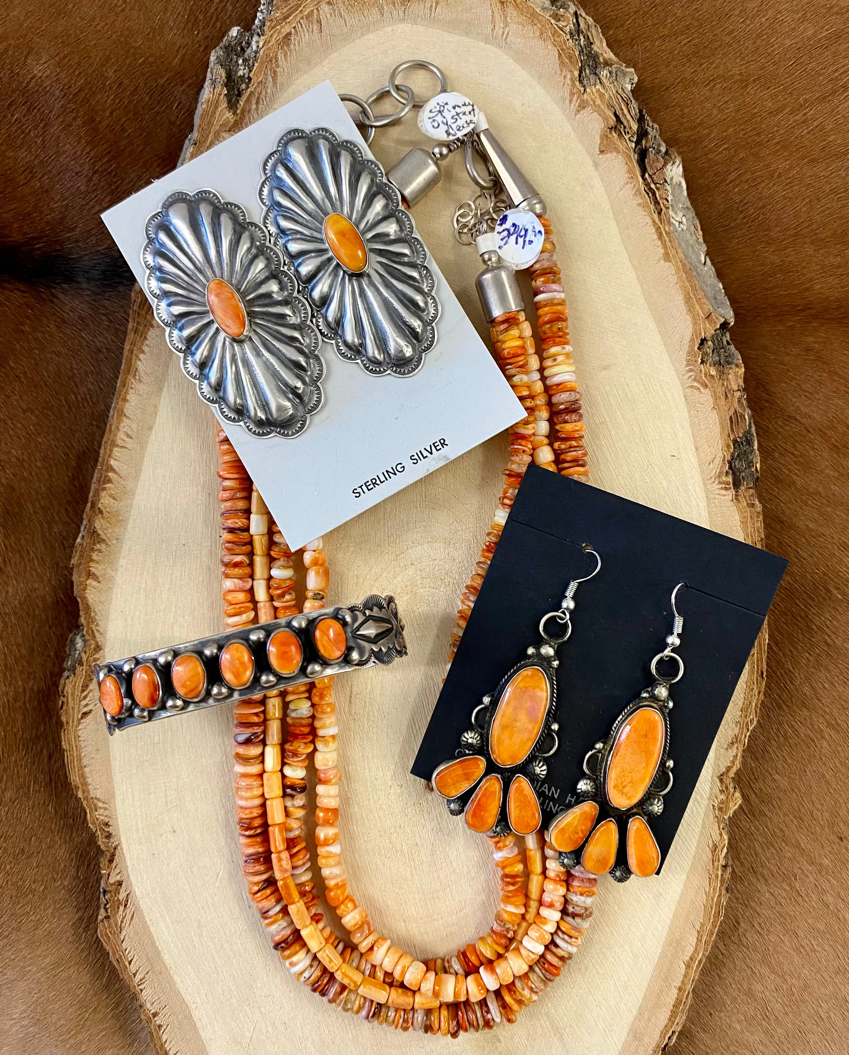 The Jessica 18” Inch Orange Spiny 3 Strand Necklace