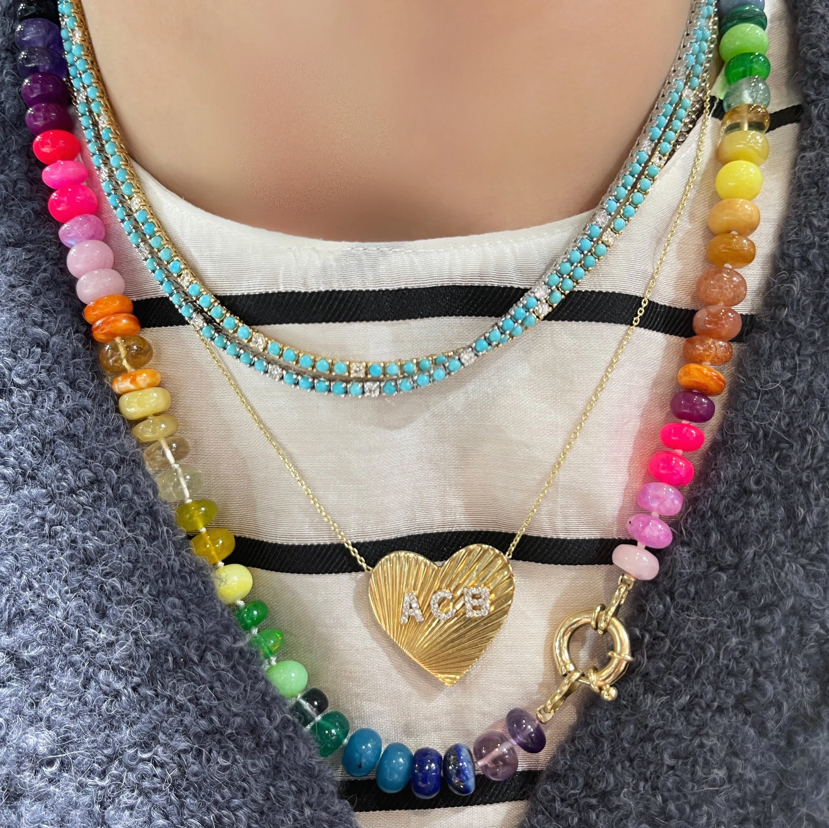 Turquoise and Diamond Tennis Necklace