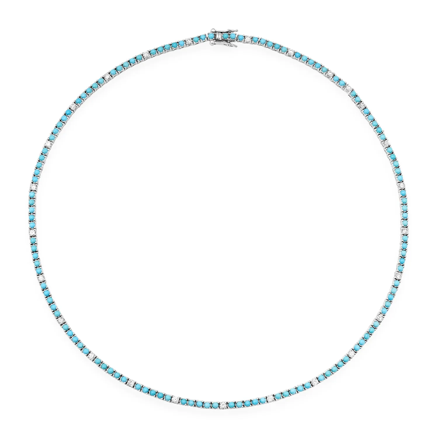 Turquoise and Diamond Tennis Necklace
