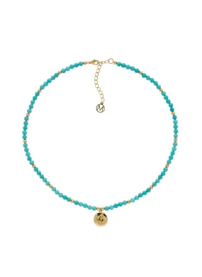 Turquoise Beaded Disc Necklace