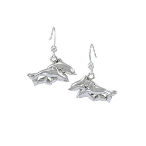 Twin Dolphin Sterling Silver Earrings TE952