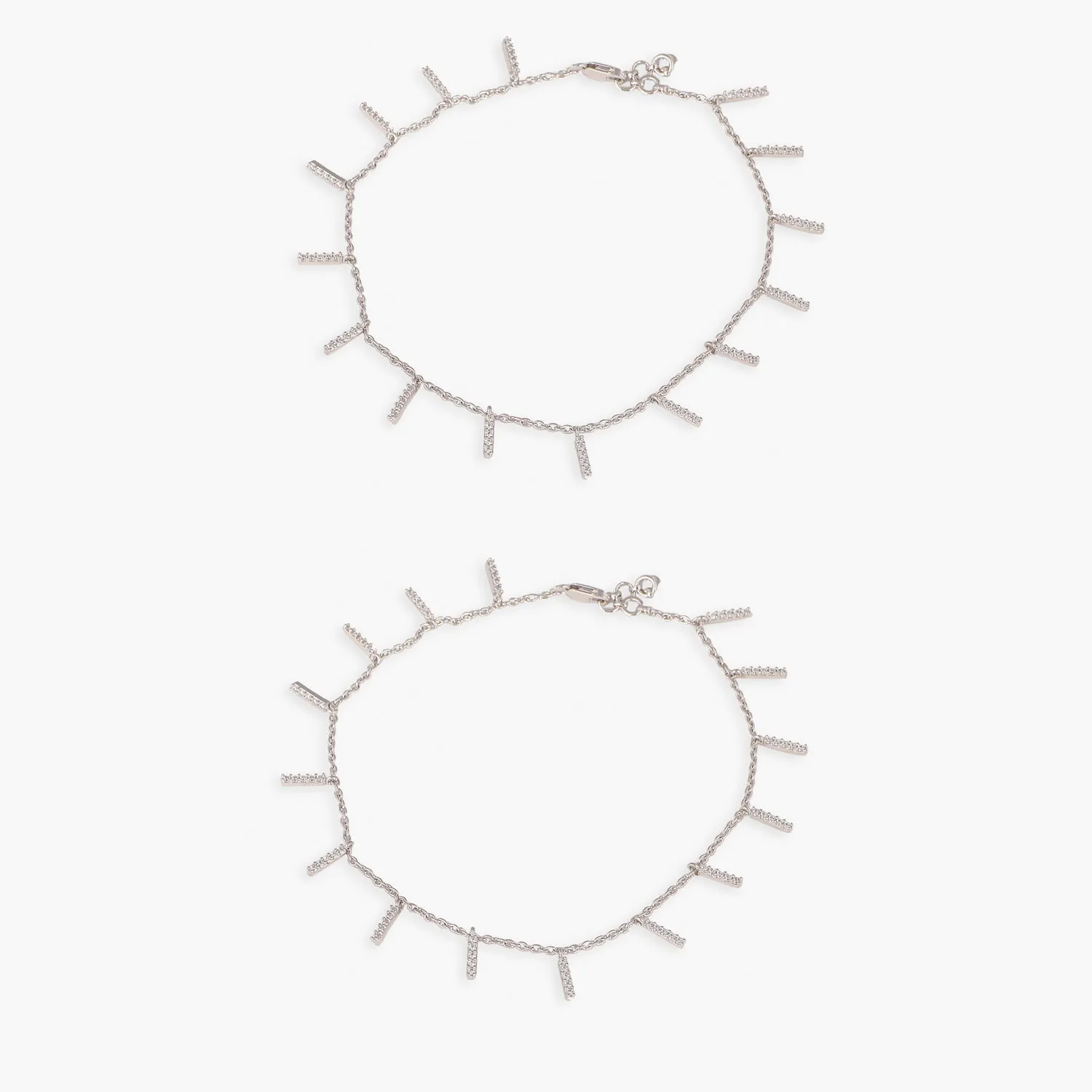 Uno Delicate CZ Silver Anklet