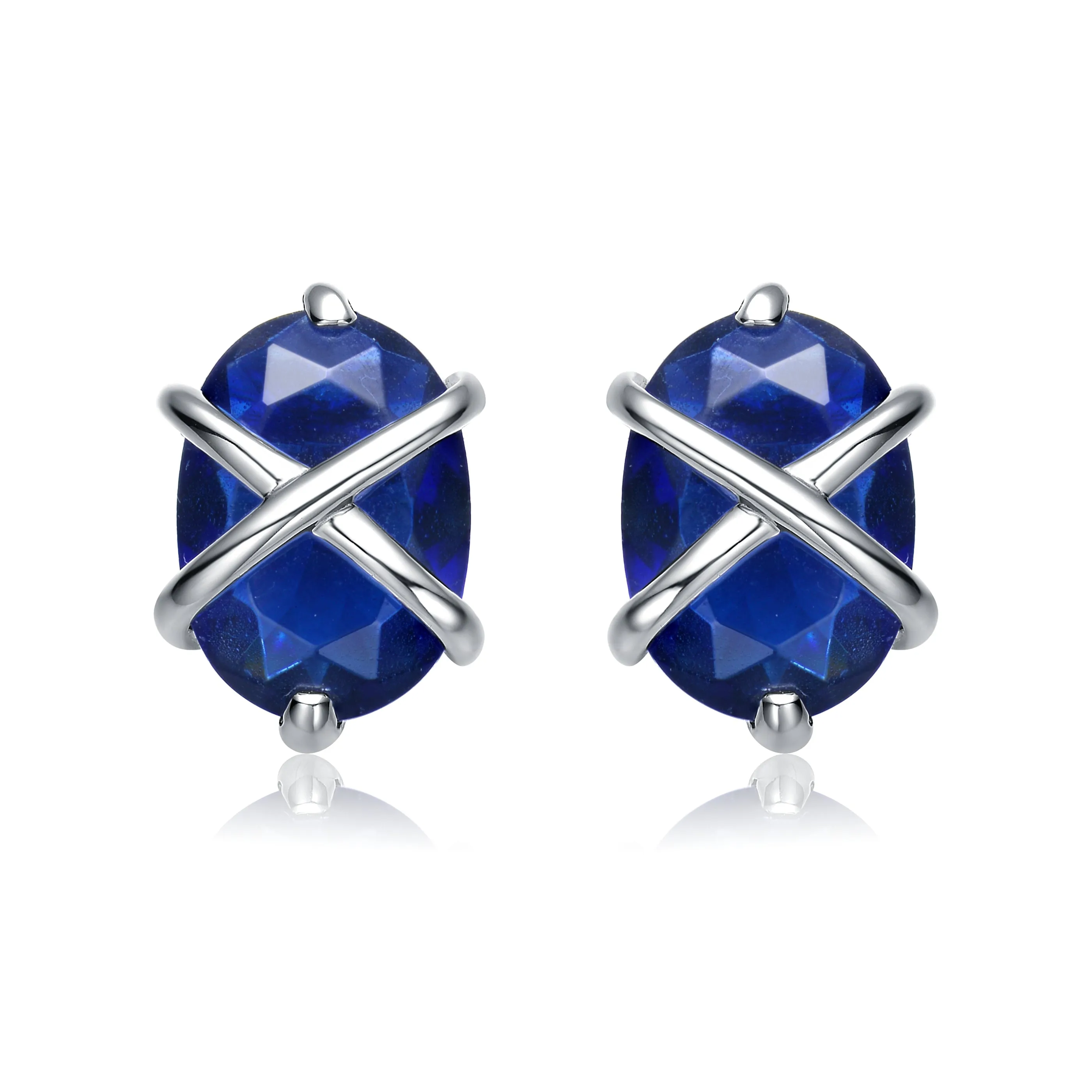 Vilette Sapphire-Blue Oval Earrings
