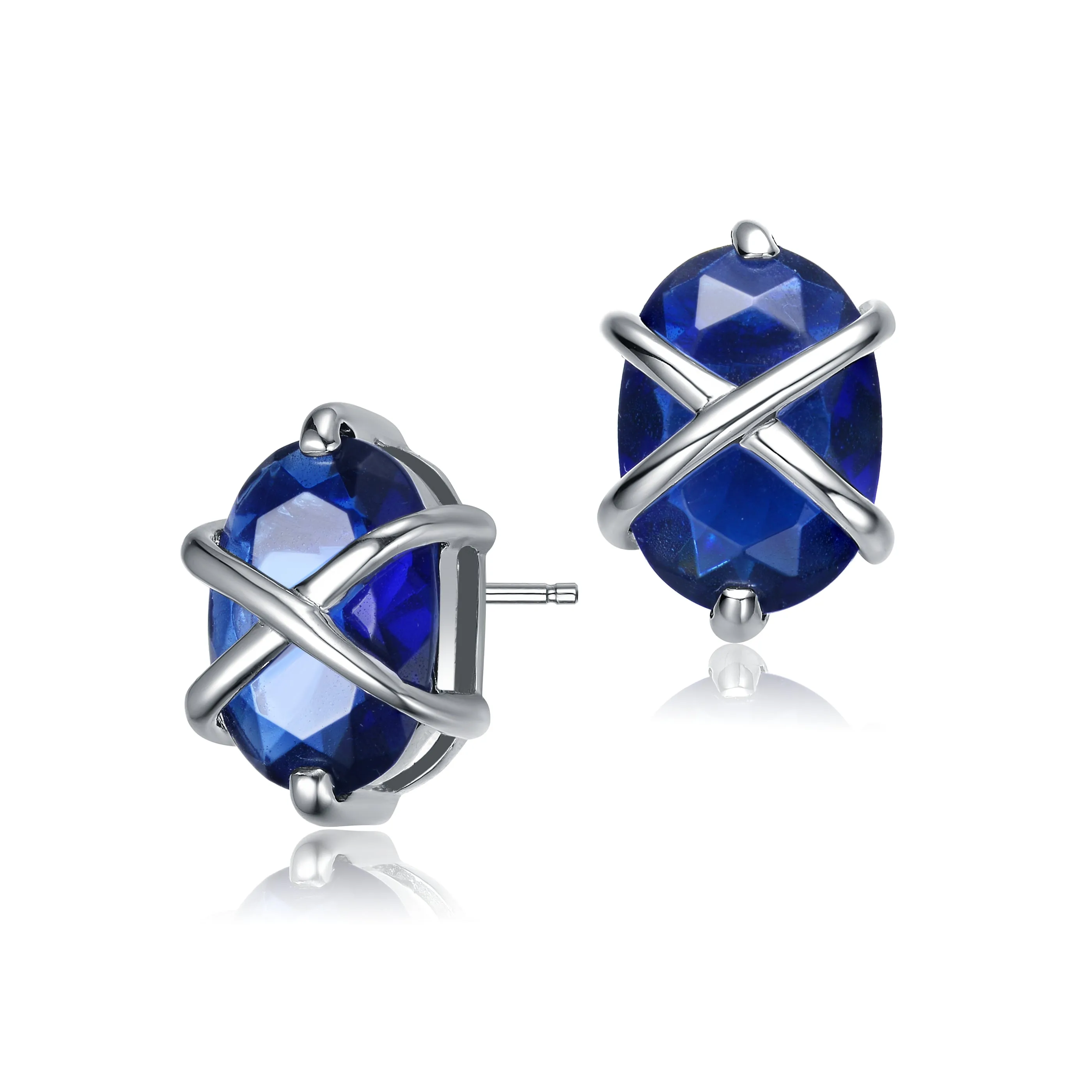 Vilette Sapphire-Blue Oval Earrings