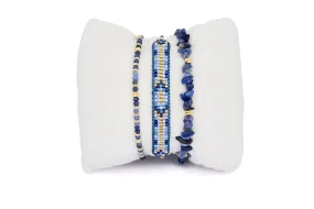 Viti Blue Denim Sodalite Beaded Bracelet Stack
