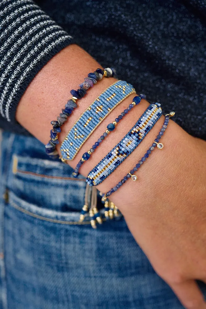 Viti Blue Denim Sodalite Beaded Bracelet Stack