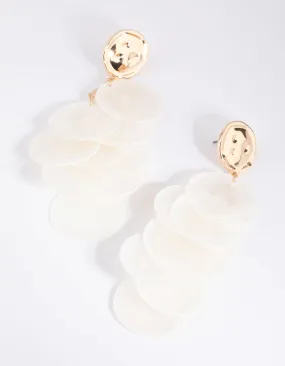 White Cascading Shell Drop Earrings