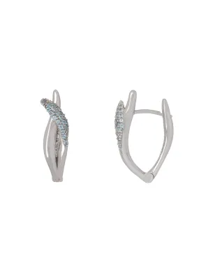 White Gold and Topaz Double Pluma Earrings