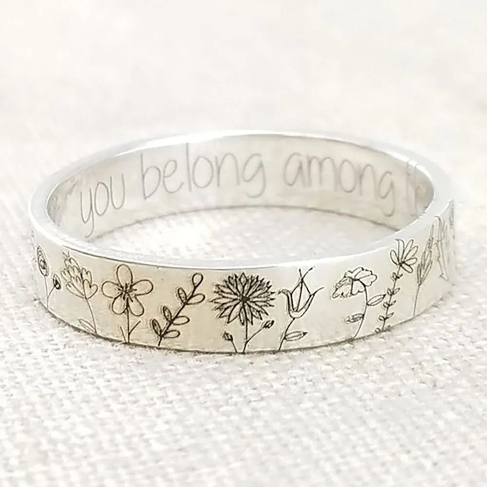 Wildflower Ring | Silver Flowers Ring | Floral Ring | Friendship Ring | Silver Band Ring | Women Silver Rings | Daisy Rings | Gift for Her