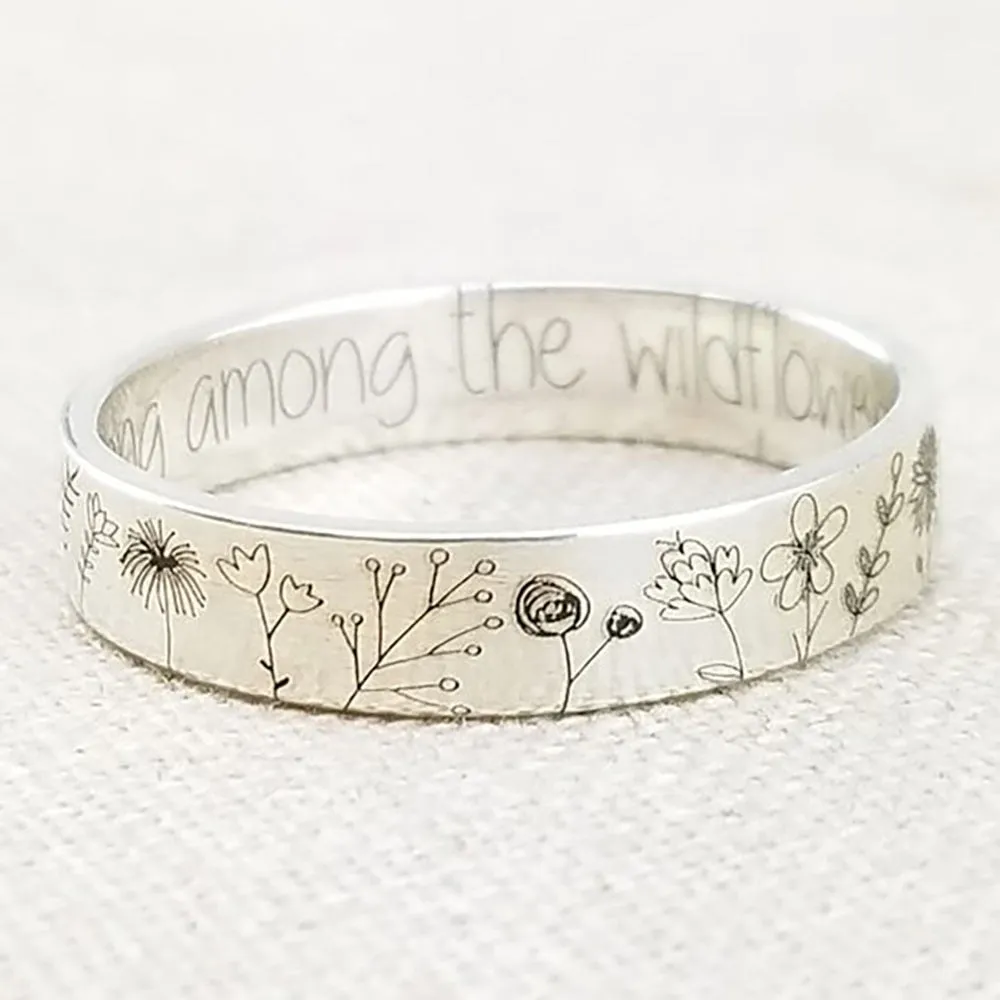Wildflower Ring | Silver Flowers Ring | Floral Ring | Friendship Ring | Silver Band Ring | Women Silver Rings | Daisy Rings | Gift for Her