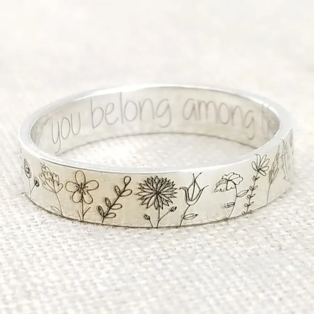 Wildflower Ring | Silver Flowers Ring | Floral Ring | Friendship Ring | Silver Band Ring | Women Silver Rings | Daisy Rings | Gift for Her