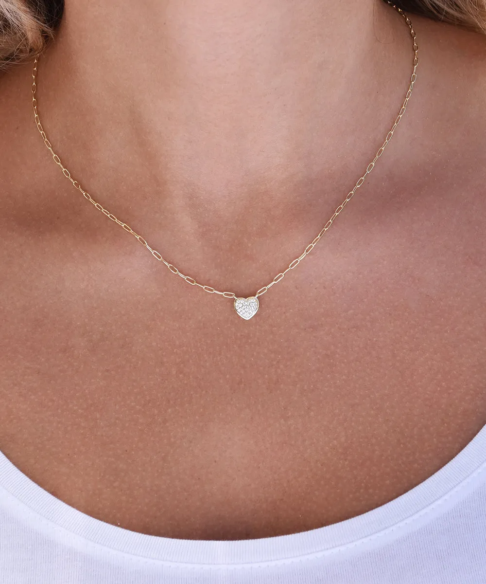 Women's Vermeil Diamond Micro Heart Necklace