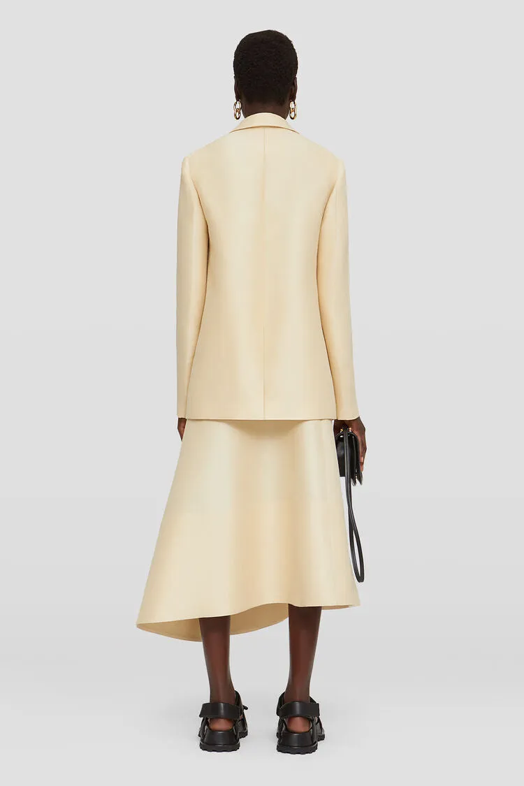 Wool and silk tailored blazer with low break