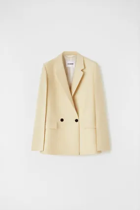 Wool and silk tailored blazer with low break