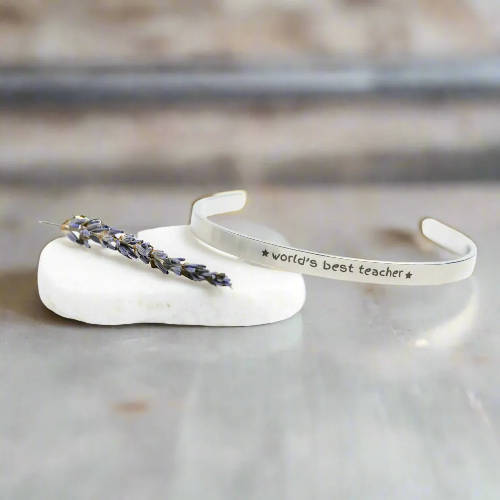 World's Best Teacher Cuff Bracelet