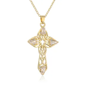 Zirconium Cross - 18K Gold Plated
